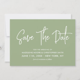 Moderne Sage Groene Kalligrafie Scannable QR Code Save The Date