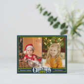 Moderne Sage Groene Kerstvreugde Minimalistische F Feestdagenkaart (Staand voorkant)