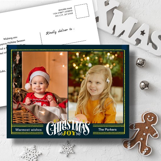 Moderne Sage Groene Kerstvreugde Minimalistische F Feestdagenkaart