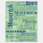 Moderne Sage Groene Lange Naam Herhalend Patroon Fleece Deken (Voorkant)