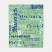 Moderne Sage Groene Lange Naam Herhalend Patroon Fleece Deken (Voorkant)