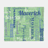 Moderne Sage Groene Lange Naam Herhalend Patroon Fleece Deken (Voorkant (Horizontaal))