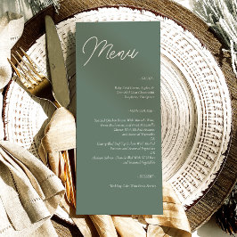 Moderne Sage Groene Minimalistische Bruiloft Menu