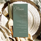 Moderne Sage Groene Minimalistische Bruiloft Menu