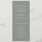 Moderne Sage Groene Minimalistische Bruiloft Programmakaart (Voorkant)