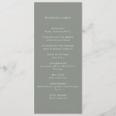 Moderne Sage Groene Minimalistische Bruiloft Programmakaart (Achterkant)