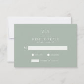 Moderne Sage Groene Minimalistische Bruiloft RSVP Kaartje (Voorkant)