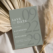 Moderne Sage Groene Minimalistische Bruiloft Save The Date