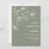 Moderne Sage Groene Minimalistische Huwelijksuitno Kaart (Voorkant)