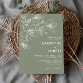 Moderne Sage Groene Minimalistische Huwelijksuitno Kaart