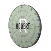 Moderne sage groene monogram: dart board dartbord (Voorkant Rechts)