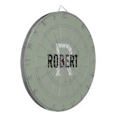 Moderne sage groene monogram: dart board dartbord (Voorkant Links)