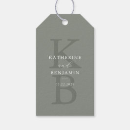 Moderne Sage Groene Monogram Minimalistische Bruil Cadeaulabel