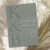 Moderne Sage Groene Monogram Minimalistische Bruil Kaart