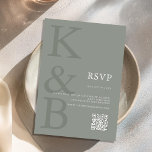 Moderne Sage Groene Monogram Minimalistische Bruil RSVP Kaartje<br><div class="desc">Creëer uw eigen gepersonaliseerde bruiloft RSVP-kaarten met moderne monogram typografie en minimalistisch grafisch ontwerp in salie groene kleur.</div>