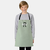 Moderne sage groene monogram, naam apron schort (Gedragen)