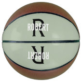 Moderne sage groene monogram naam basketbal (Voorkant)