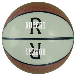 Moderne sage groene monogram naam basketbal
