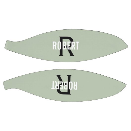 Moderne sage groene monogram naam basketbal (Panelen)