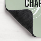 Moderne sage groene monogram naam muispad muismat (Hoek)