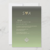 Moderne Sage Groene Ombre Bloemen Groen Bruiloft Kaart (Achterkant)