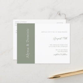 Moderne Sage Groene QR Code RSVP Online Bruiloft Briefkaart