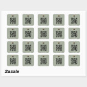 Moderne Sage Groene QR Code Zakelijke Logo Vierkante Sticker (Vel)