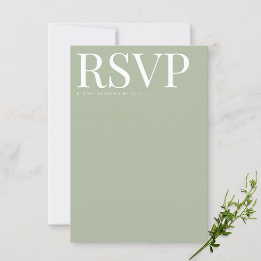 Moderne Sage Groene RSVP Bruiloft Kaart