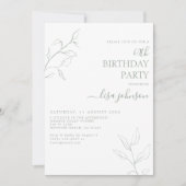 Moderne Sage Groene Script Botanische 60e Verjaard Kaart (Voorkant)