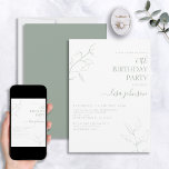 Moderne Sage Groene Script Botanische 60e Verjaard Kaart<br><div class="desc">Niet je typische 60ste verjaardag! Maak indruk op uw gasten met deze moderne salie groen script botanische 60e verjaardag uitnodiging. De prachtige lijnkunst is zowel delicaat als ingewikkeld, de perfecte combinatie van stijlvol en toch elegant die ervoor zorgt dat uw speciale dag zich onderscheidt van de rest. En als je...</div>