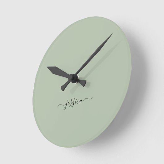 Moderne sage groene scriptnaam grote klok (Hoek)