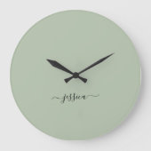 Moderne sage groene scriptnaam grote klok (Voorkant)