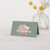 Moderne Sage Groene Ster Kerstmis Plaatskaartje (Achterkant)