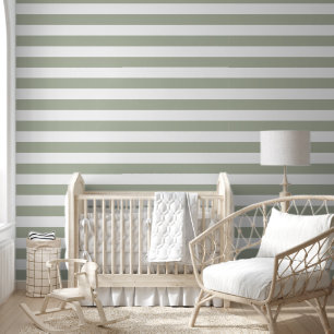 Moderne Sage Groene Strepen Behang
