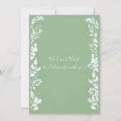 Moderne Sage Groene Velum Bloemen Foto Save The Date (Achterkant)