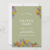 Moderne Sage Groene Verjaardag Bloemen Elegant Gro Kaart (Voorkant)