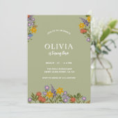 Moderne Sage Groene Verjaardag Bloemen Elegant Gro Kaart (Staand voorkant)