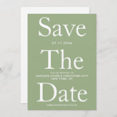 Moderne Sage Groene Vette Letters Sla de Datum op Save The Date (Voorkant / Achterkant)