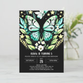 Moderne Sage Groene Vlinder Verjaardag Kaart (Staand voorkant)