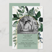 Moderne Sage Groene Waterverf Bladeren foto bruilo Kaart (Voorkant / Achterkant)