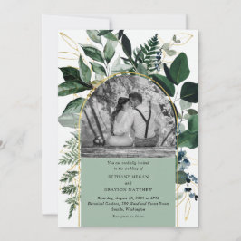 Moderne Sage Groene Waterverf Bladeren foto bruilo Kaart