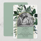 Moderne Sage Groene Waterverf Bladeren foto bruilo Kaart (Voorkant / Achterkant)