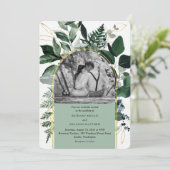 Moderne Sage Groene Waterverf Bladeren foto bruilo Kaart (Staand voorkant)