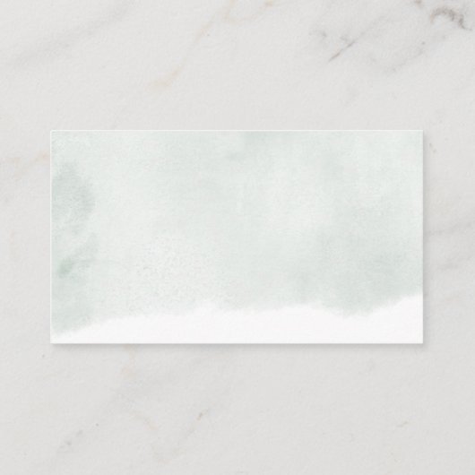 Moderne Sage Groene Waterverf Bruiloft Details Informatiekaartje (Achterkant)