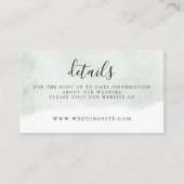 Moderne Sage Groene Waterverf Bruiloft Details Informatiekaartje (Voorkant)