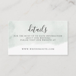 Moderne Sage Groene Waterverf Bruiloft Details Informatiekaartje