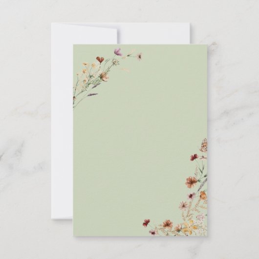 Moderne Sage Groene Wildbloem Boeket Bruiloft RSVP Kaartje (Achterkant)