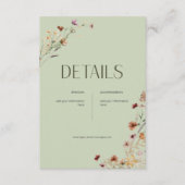 Moderne Sage Groene Wildbloem Boeket Details Informatiekaartje (Voorkant)