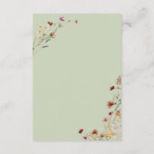 Moderne Sage Groene Wildbloem Boeket Details Informatiekaartje (Achterkant)