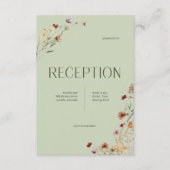 Moderne Sage Groene Wildbloem Boeket Receptie Informatiekaartje (Voorkant)